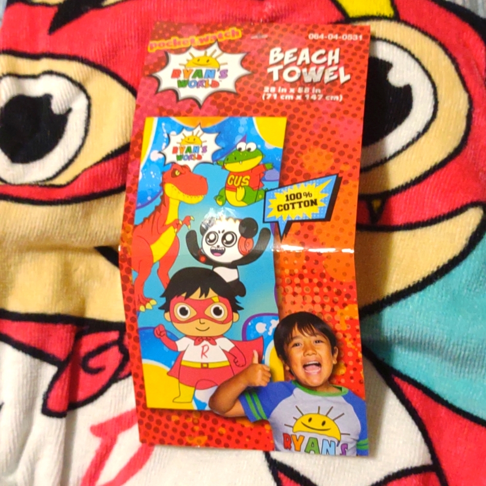 Childrens Ryans world beach towel NWT 28in x 58in